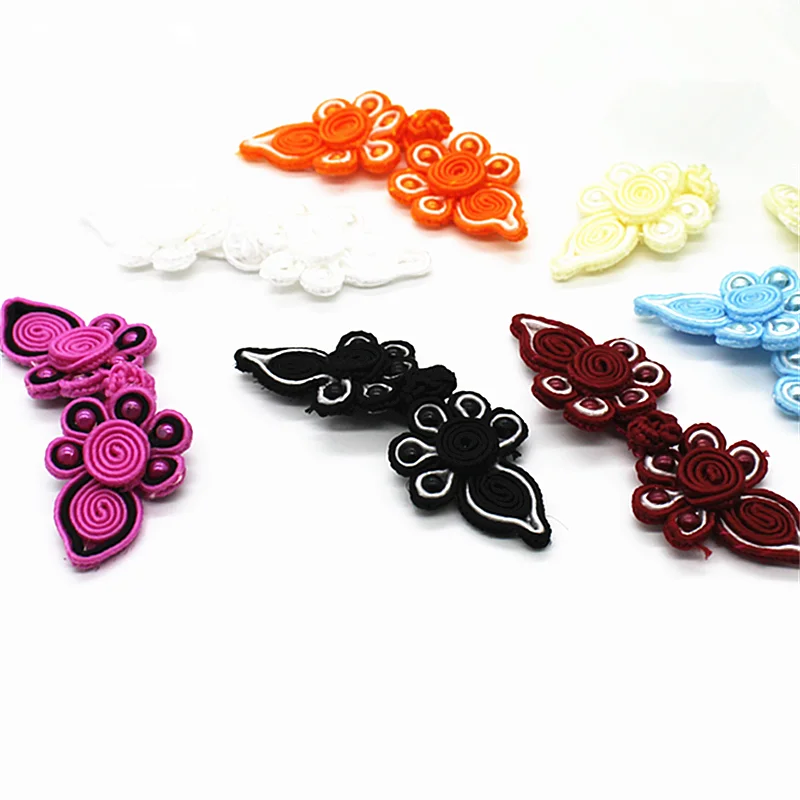 

5Pairs Chinese Frog Closure Heart Buttons Fasteners Chinese Knot Five Beads Cheongsam Button Handmade Sewing Accessories Craft