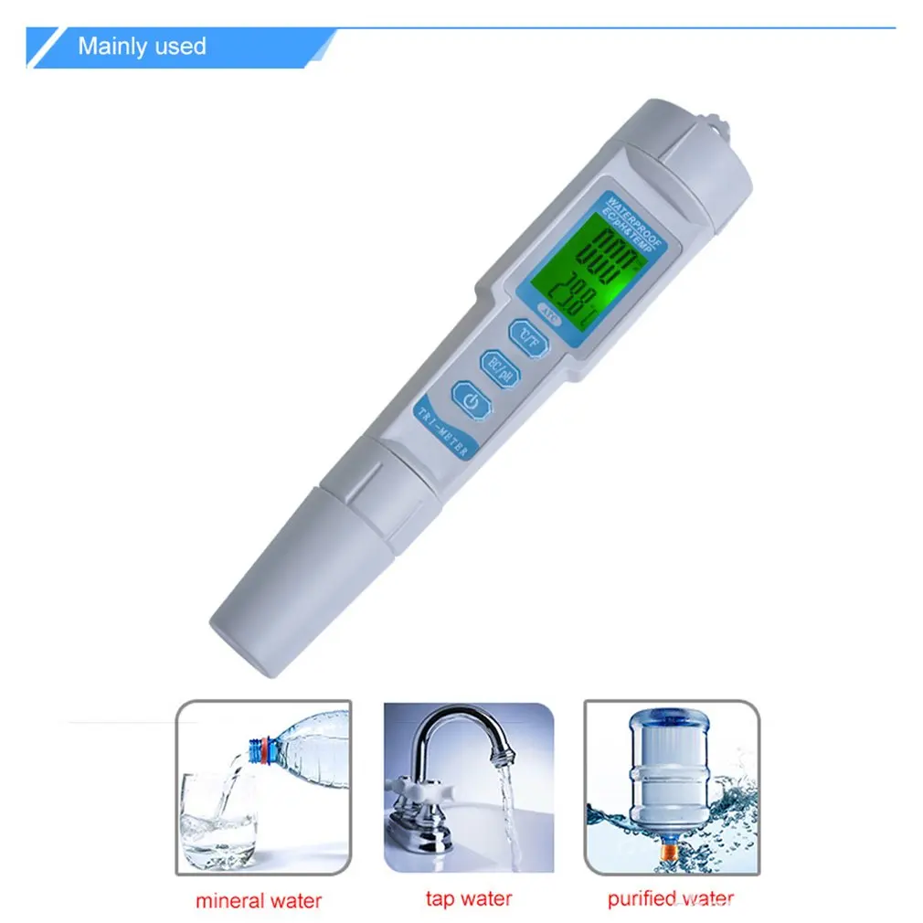 Portable 3 in 1 Digital PH/TDS/TEMP Meter Water Quality Purity Tester Pen Filter Measuring with Backlight