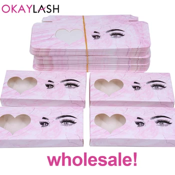

OKAYLASH Pink Color New Style Bulk Wholesale Fake Eyelash Packaging Paper Box Lash Holder Cute Cardboard Empty Lash Packing Case
