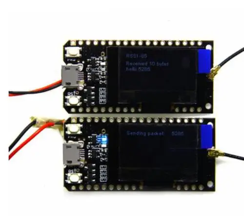 1 pair 868MHz TTGO LORA32 868 МГц 915 МГц ESP32 LoRa OLED 0,96 дюймов синий экран Bluetooth Wi-Fi с кабельной макетной платой - Цвет: 1 pair 868MHz