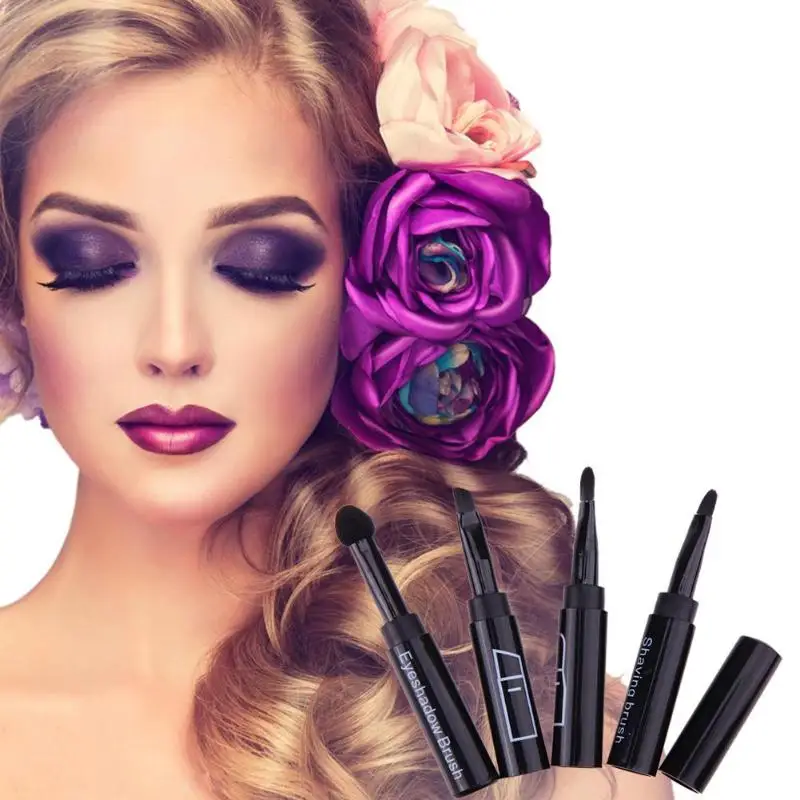 4 в 1 портативная Выдвижная Кисть для макияжа, кисть для губ, подводка для глаз, кисть для путешествий