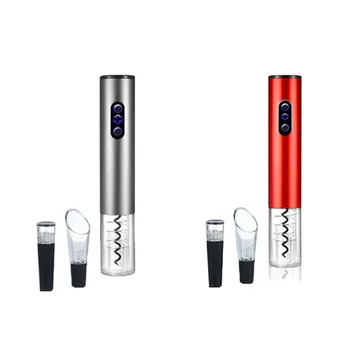 

2 Set Electric Bottle Opener Set Home Wine Bottle Opener Four Set Wine Opener(Battery Models)-Silver Grey & Red