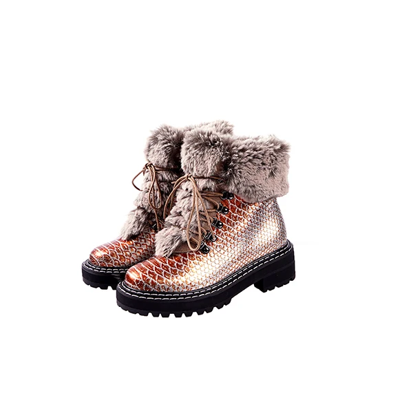 SOPHITINA/модные дизайнерские ботинки стильная удобная обувь с квадратным каблуком и круглым носком на шнуровке, особый дизайн новые женские ботильоны, PO319 - Цвет: Gold