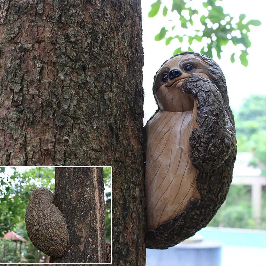 Outdoor Tree Sloth Figurine Hanging Sloth Statue Tree Hugger Sculpture Tree Sculpture for Outdoor Patio Yard Landscape Décor