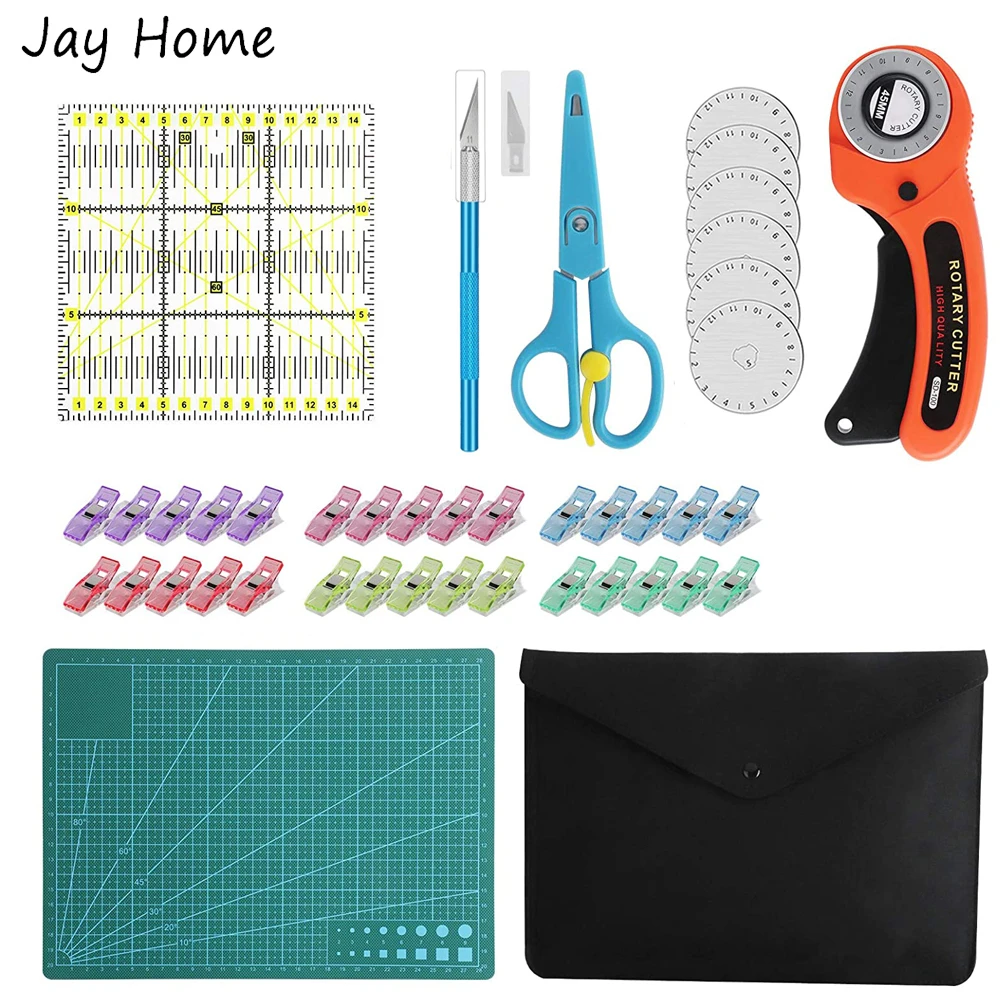 Rotary Cutter Kit with Cutting Mat Patchwork Ruler Carving knife Scissors Sewing Clips for Quilting Leather Sewing Accessories punch rug hooking