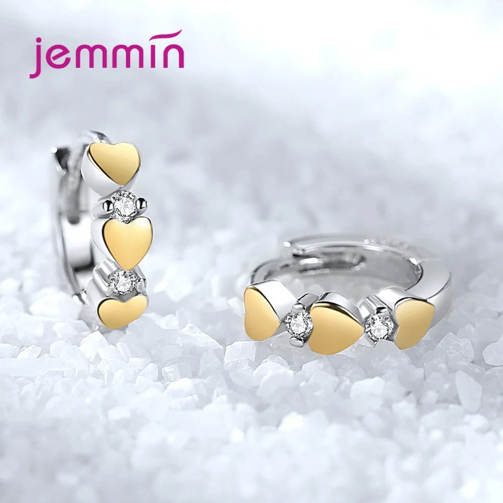 Модные желтое сердце AAA Циркон Круглые круглые серьги кольца 925 серебро гибкие