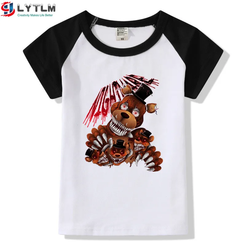 LYTLM Five Night At Freddy/одежда футболка для мальчиков и девочек XXX летняя одежда для маленьких девочек Детские рубашки футболка для мальчиков FNAF - Цвет: DX Raglan Black