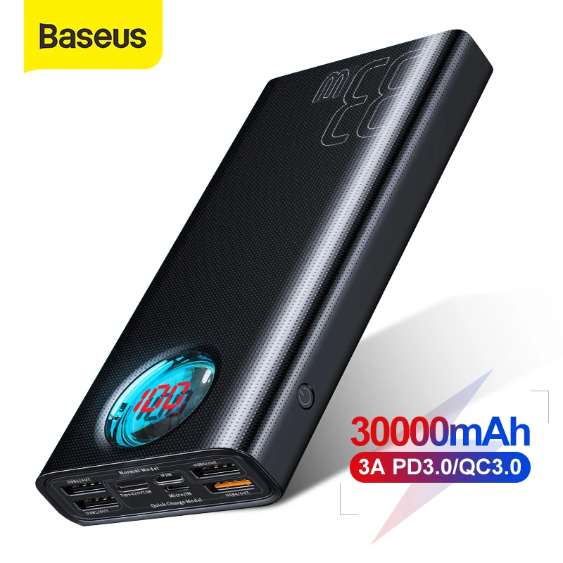 Внешний аккумулятор Baseus на 10 000 мА · ч с портом Type C и поддержкой быстрой