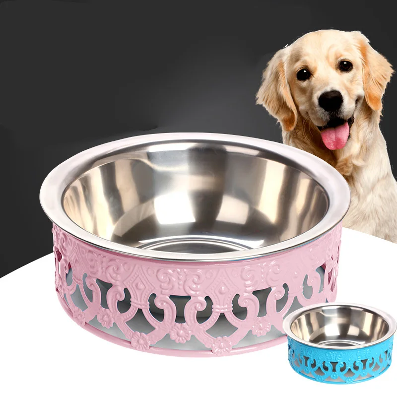 1xDog чаша из нержавеющей стали, для щенков кошка кормушка для домашних животных Еда воды блюдо Нескользящие собака