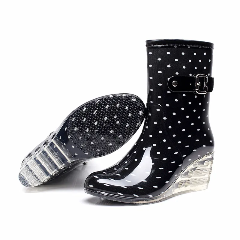Botas de lluvia de estilo Punk para mujer, botines de media pantorrilla  antideslizantes para la lluvia, zapatos de agua con cuña para exteriores| |  - AliExpress