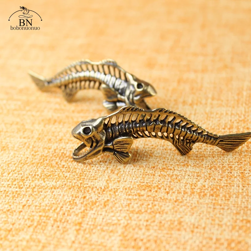 骨董品　化石風　魚の置物 レトロな真ちゅう製の魚の骨の置物,ミニチュア装飾,銅の動物