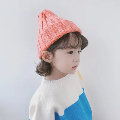 Fashion Knitted Baby Hat Pompom Winter Cap for Kids Adjustable Solid Baby Winter Hat Accessories Children Cap for 0-9 Years 1PCS