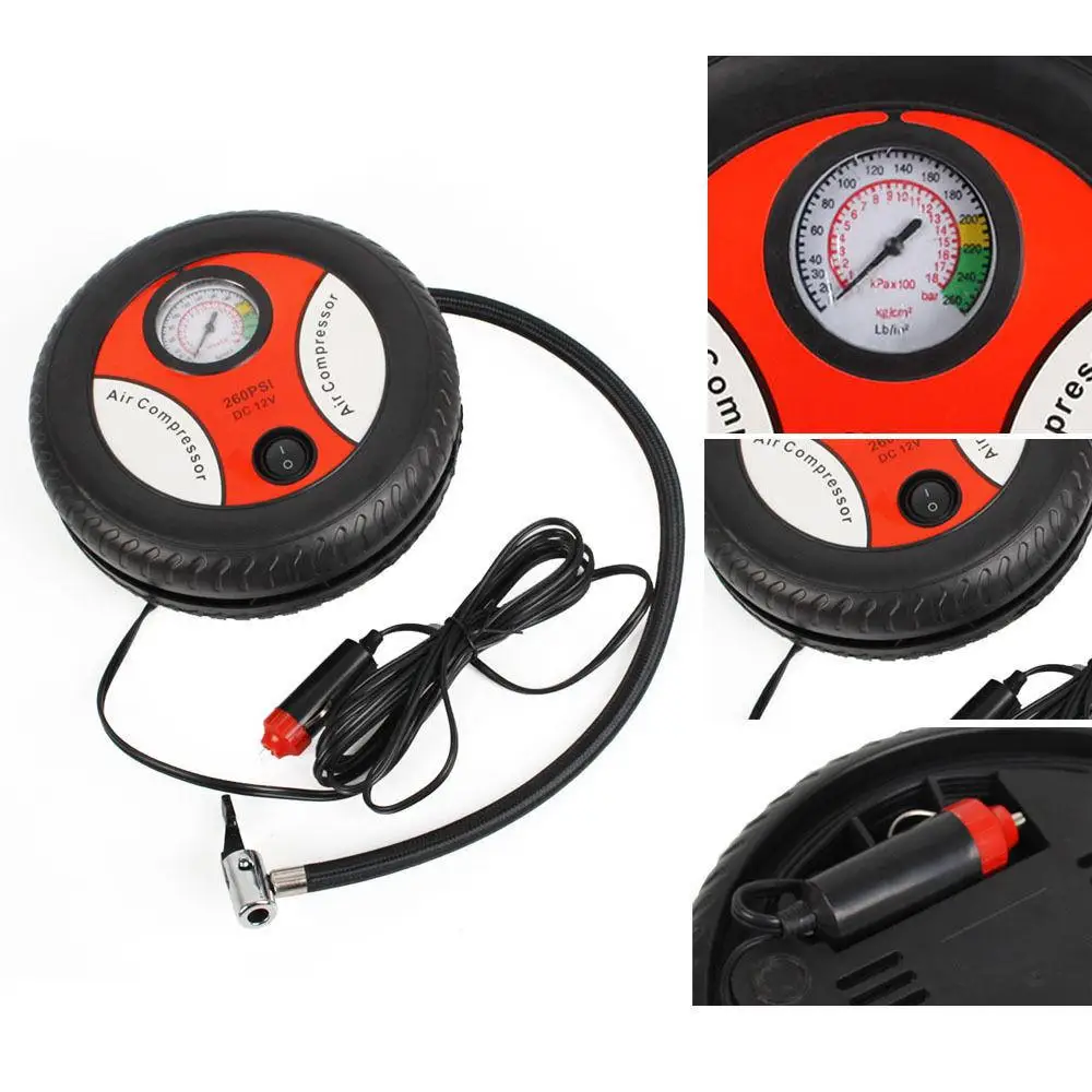 

HobbyLane Mini Inflatable Pump Electric Tyre Pressure Monitor Compressor Portable 12V Air Pumping Tire Pumps for Bike Motor Ball