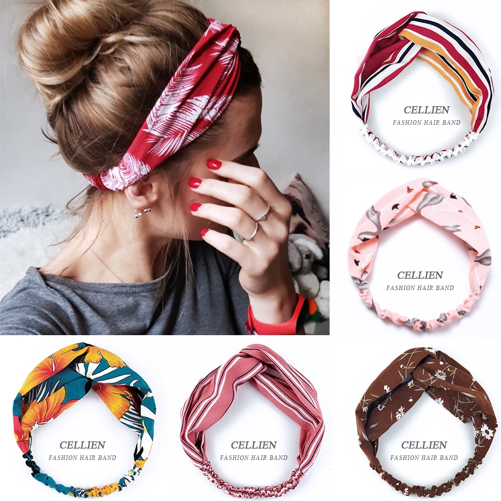 para el cabello para niña y mujer, diademas con estampado vintage, turbante cruzado, bandana, cinta para pelo, accesorios para el cabello 2020|Accesorios para el pelo de mujer| - AliExpress
