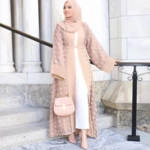 Цветочные мусульманская абайя для женщин Дубай ислам длинного размера плюс открытый кардиган турецкий кафтан марокаин хиджаб платье исламский халат одежда
