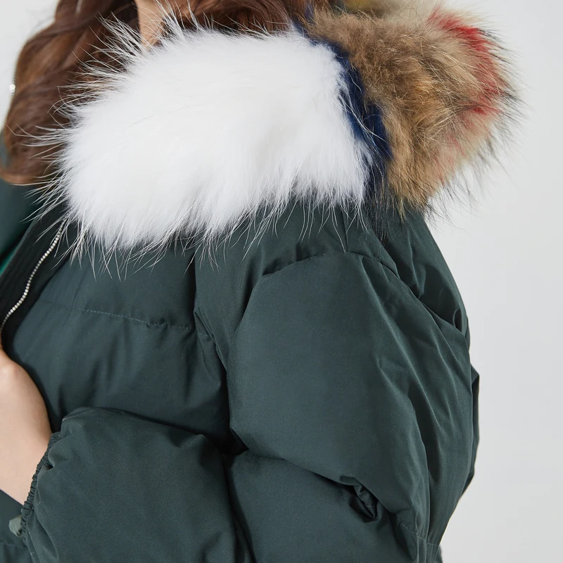 IEF зимнее плотное короткое пуховое пальто с меховым воротником, повседневная женская Свободная куртка с капюшоном и длинным рукавом, топы 0601G-D9021