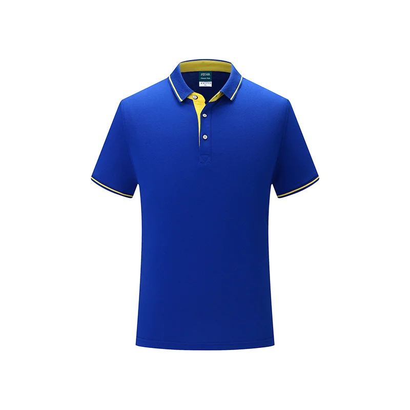 Royal blue Повседневная летняя однотонная хлопковая рубашка поло с короткими рукавами, индивидуальная форма группы компаний, индивидуальный дизайн с принтом логотипа - Цвет: Royal blue