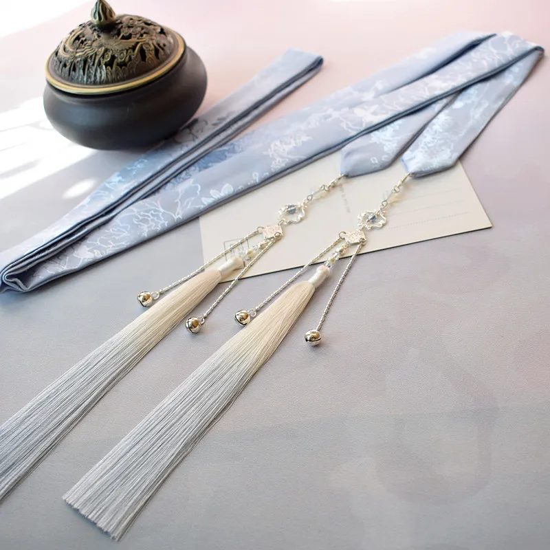 Китайский стиль волос аксессуары-кисточки колокольчики атласная Hanfu повязка на голову древний ветер ленты