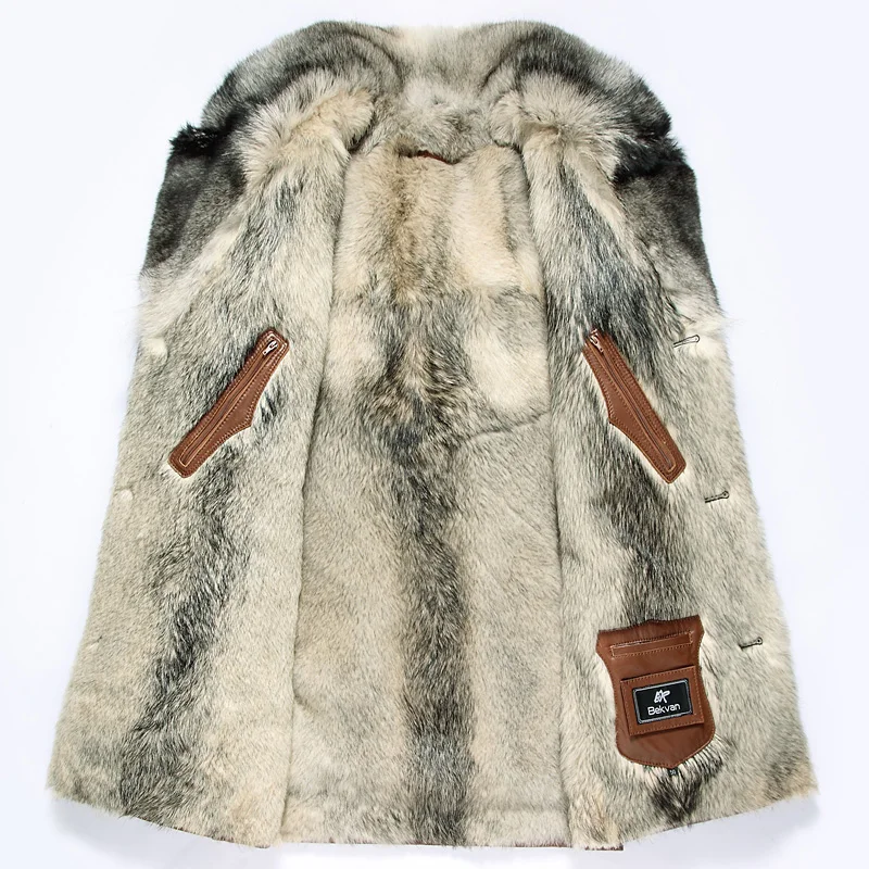 Мужская куртка из натуральной кожи с натуральным волчьим мехом зимняя мужские