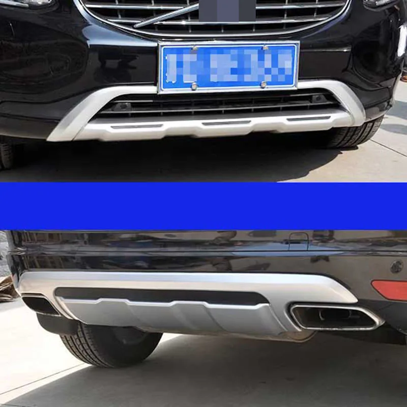 2 шт. для Volvo XC60 ABS передний задний бампер скользящая пластина Aero диффузор комплект серебристый Стайлинг автомобиля аксессуары