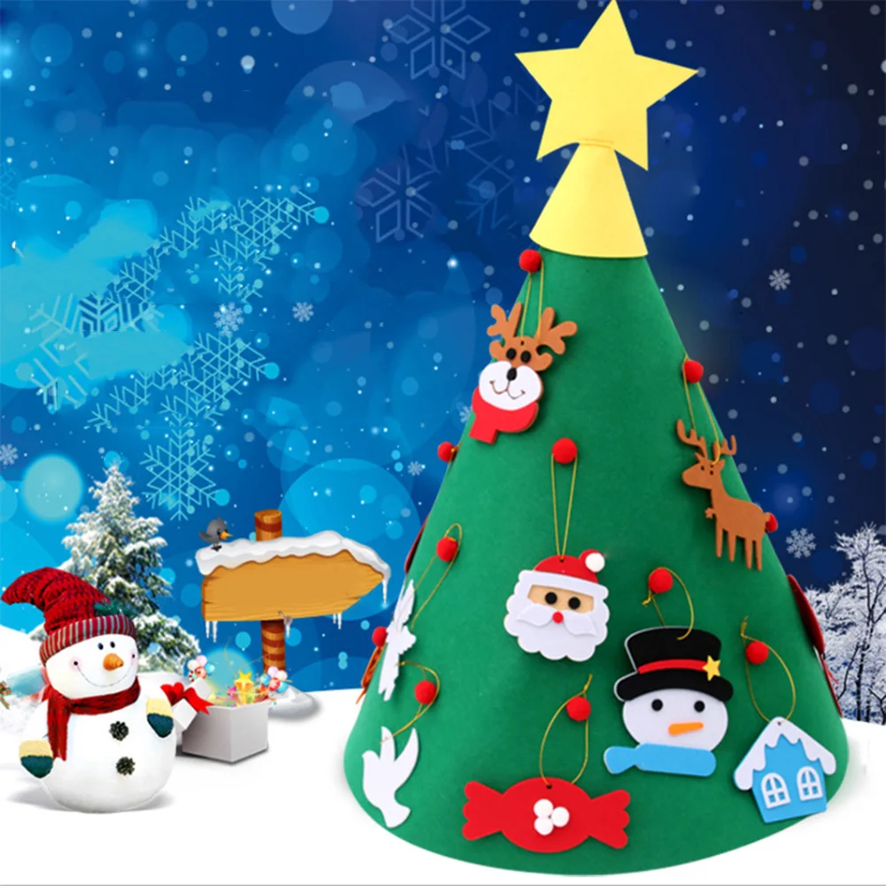 

Christmas Tree Felt Cloth Puzzle Ornament Fake Xmas Tree Toy Kids Handmade DIY Craft Christmas Party Decoration Monden New O15
