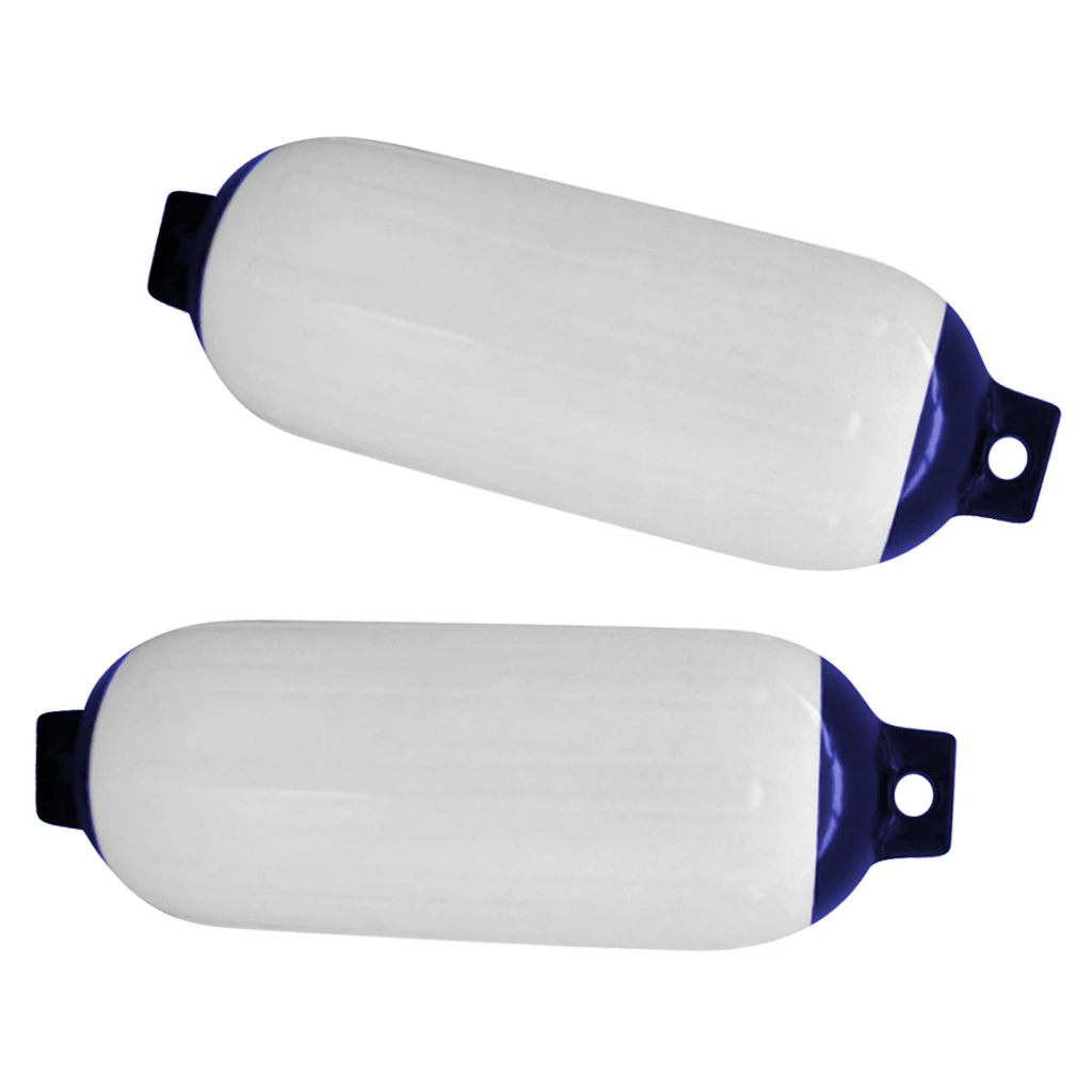 2 Pcs Inflatable Boat Fender Cover, 4.5 x 15.5 inch, PVC Bumper Dock Shield Protection White&Blue