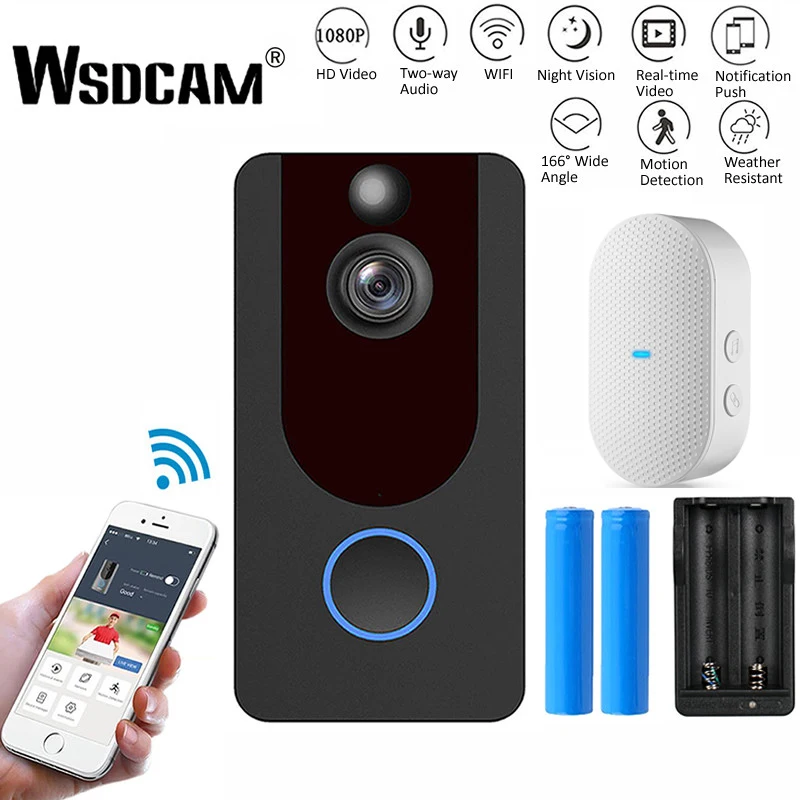 Умный видеодомофон Wsdcam V7 HD 1080P Wi-Fi с ночным видением звонок для двери беспроводная