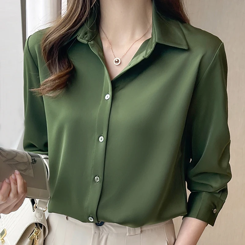 De manga larga para Mujer, blusa De chifón De Moda, color verde y blanco, 2022|Camisa| - AliExpress