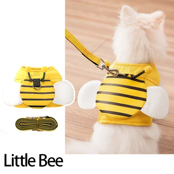 

Cute Pet Backpack Harness Bee Shape Saddlebag with Leash Carrier Canvas Strap Traction Rope Travel Outdoor Hiking for small dog