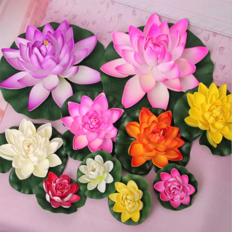 10/18/28cm Artificial Water Lily Floating Flower Pond Plant Ornament For Wedding Party Christmas Home Garden Decoration Props | Дом и сад