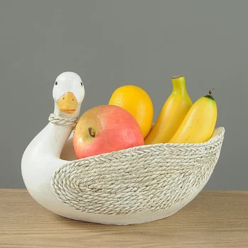 

Simulation White Duck Model Statue Resin Sculpture Sundries Storage Case Desktop Ornament Home Decoration Accessories