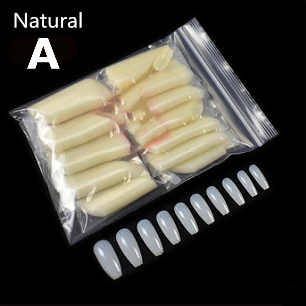 Natural A 100/500 шт Новые горячие накладные ногти Модные Акриловые накладные ногти искусство DIY половинный стиль маникюрные инструменты 6 типов нужен УФ-гель для женщин - Цвет: Natural A