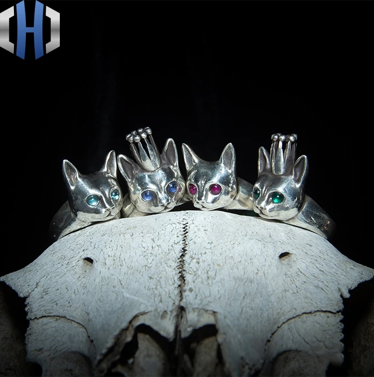 

Original Design Genie Ring 925 Silver Personality Wild Open Kitten Ring Female Index Finger Ring