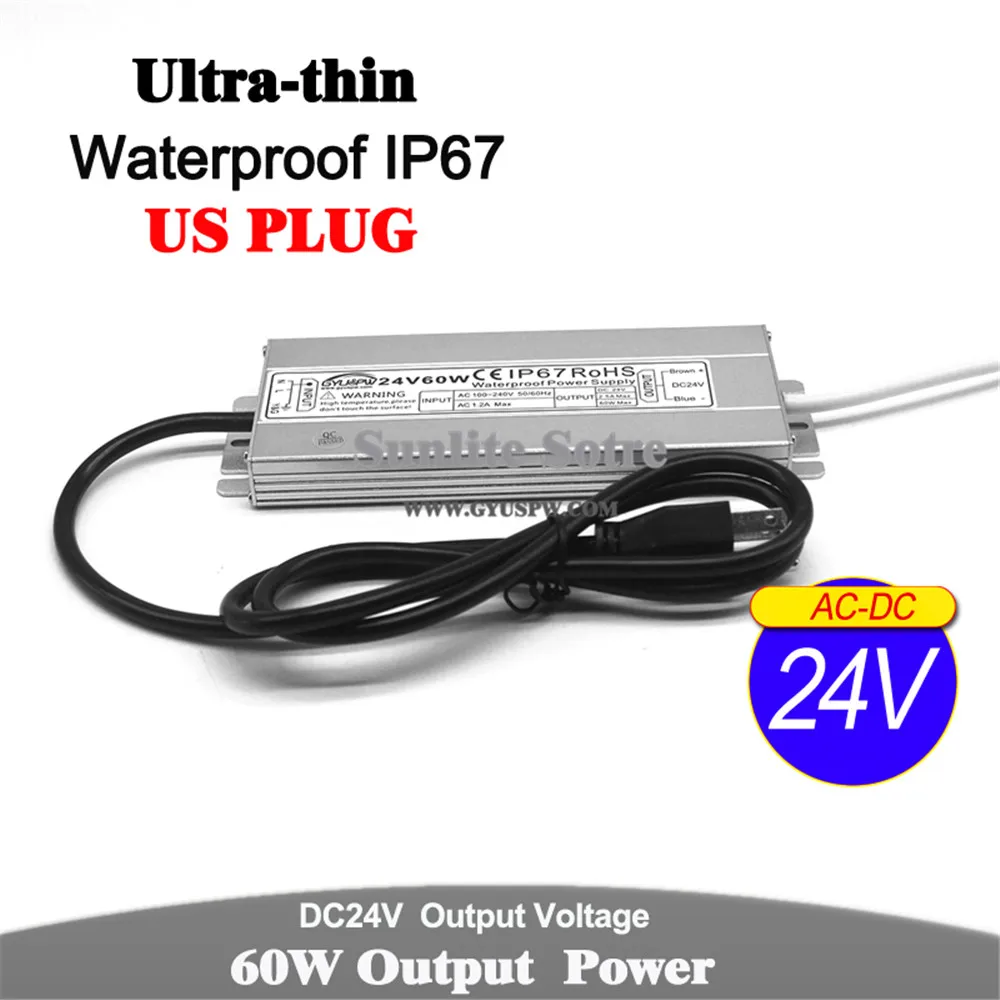 DC12V DC24V 60 Вт 72 Вт 100W 120W 150W Питание переключатель переменного тока DC 12V 24V Водонепроницаемый IP67 Мощность s адаптер США Штепсель для Светодиодный светильник CCTV