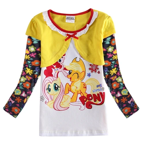 F6423 yellow Рубашка с длинными рукавами для маленьких девочек; модные милые вечерние футболки принцессы с рисунком; подарок на день рождения; Одежда для девочек; LH606 - Цвет: F6423 yellow