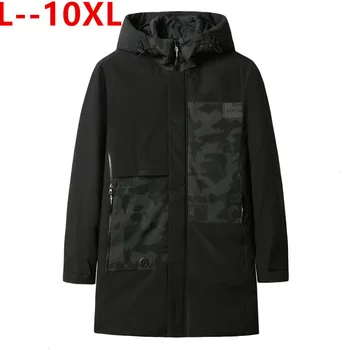 

big plus 8XL 7XL 6XL 2019 Mens Winter Solid Parka Warm Jackets Simple Hem Practical Windroof Zipper Pocket High Quality Parka