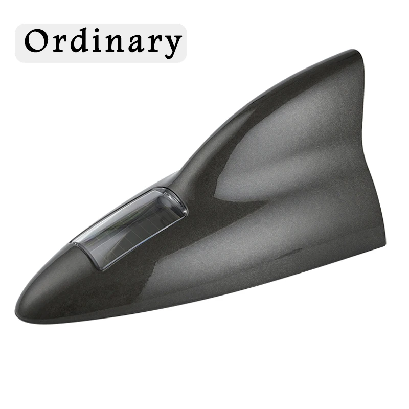Gray LED Shark Fin Light Solar Power Warning Lamp Anti Collision Decoration for Car BB55 - Color: Gray