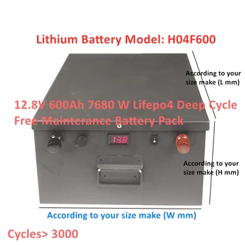

12V 600Ah Lifepo4 7680W Ltihium Ion Solar Battery Deep Discharge Cycle free Maintenance for Motorhouse Photovoltaic System