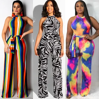 

Women striped rompers women jumpsuit halter print sexy jumpsuit off shoulder women jumpsuits women's Casual Rompers