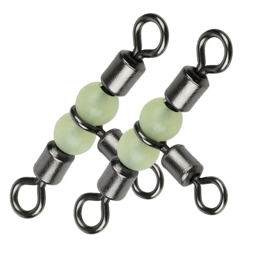 20pcs Luminous Swivels Connector Ball Bearing Swivel Snap 3 Way Solid Rings Rolling Steel Sea Fishing Hooks | Спорт и развлечения
