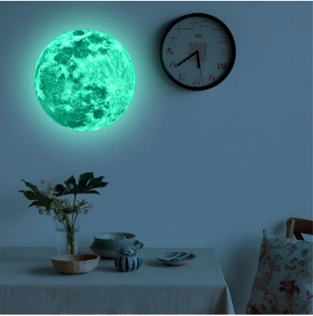 3D синий светильник, излучающий стикер на стену на земле и Луне