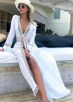 

Women's Sheer Bikini Cover Up Swimwear Swimsuit Bathing Suit Summer Beach Cardigan Cover Up Long Dress