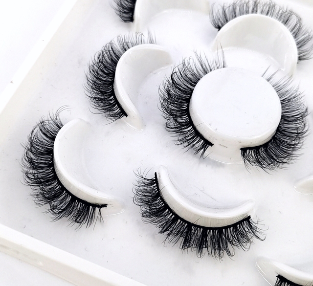 5 pairs 3D mink false eyelashes natural makeup eyelash extension long cross volume soft fake eye lashes winged faux cils