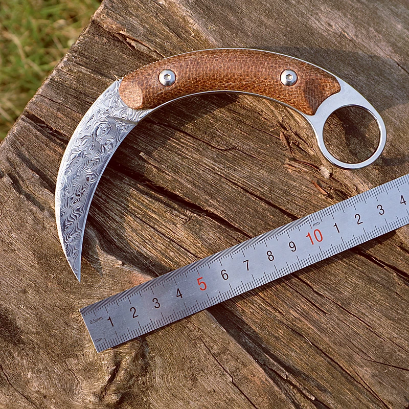 

Steel Claw knives Karambit folding Straight Knife stone-Wash Surface Blade Damascus Hunting Knife Outdoor Camping EDC knife