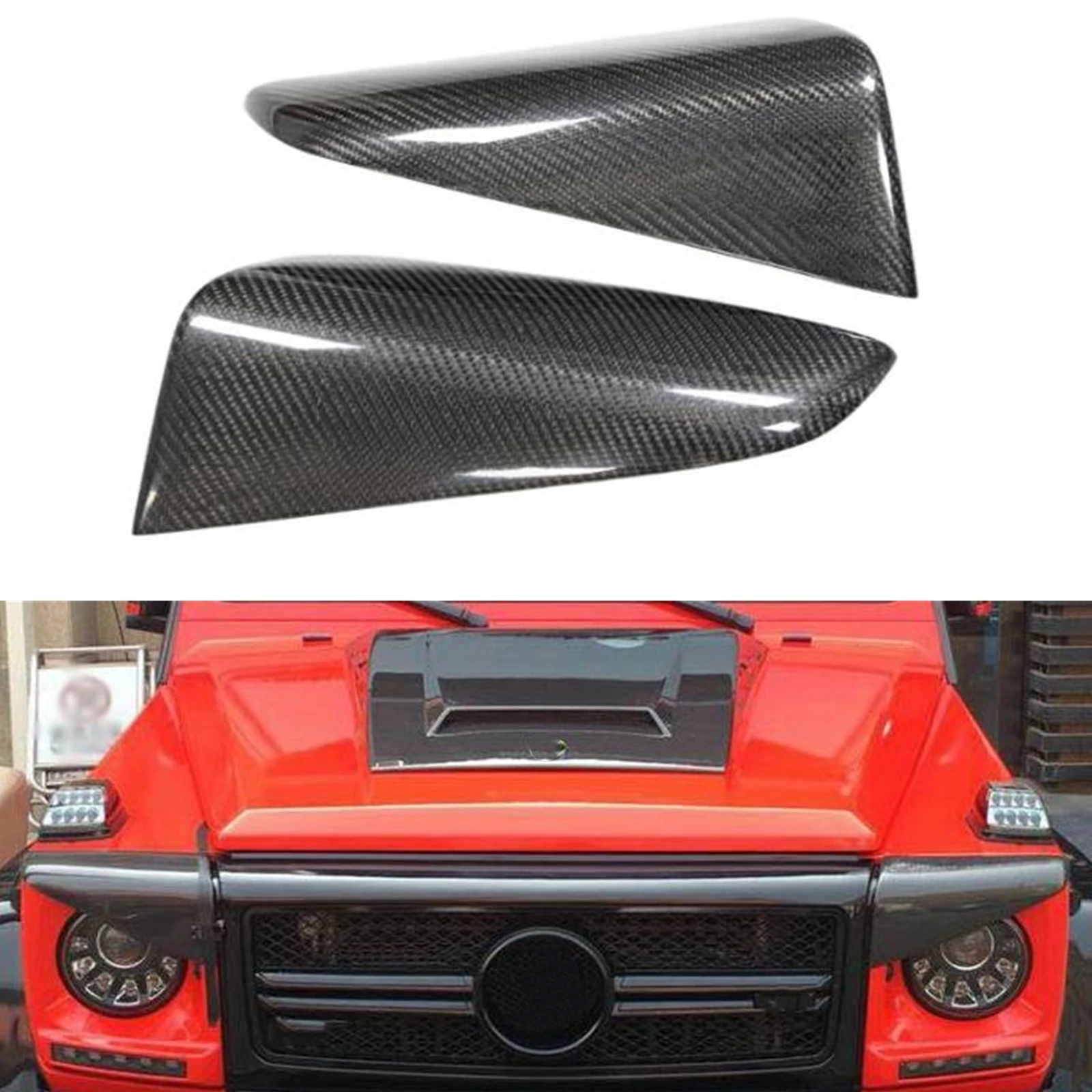 

For Mercedes Benz G-Class W463 G500 G55 1990-2018 Carbon Fiber Headlight Eyebrow Headlamp Eyelid Trim Head Light Lamp Cover Brow