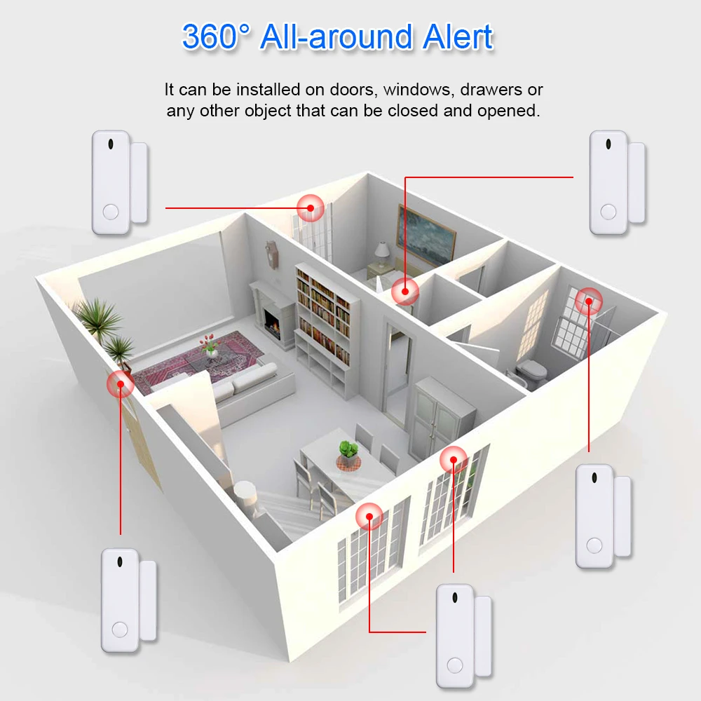 Window Door Alarm Sensor 433mhz APP Remote Control For Android&IOS Wireless Door Lock Switch Security Alarm Host Accessories