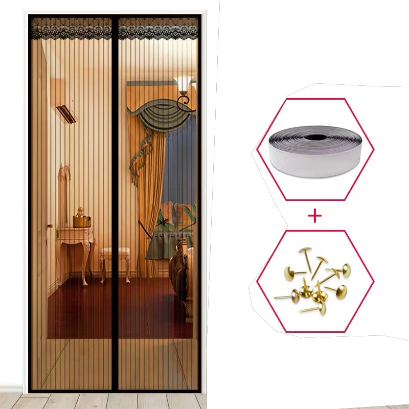 2020 High Quality Reinforced Magnetic Screen Door, Anti-Mosquito Curtains Magic Magnets Encryption Mosquito Mesh Net On the Door 