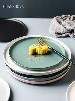 

CHANSHOVA Round Solid color Main course plate Steak Dish Tray dinner set plates and dishes China Porcelain G059