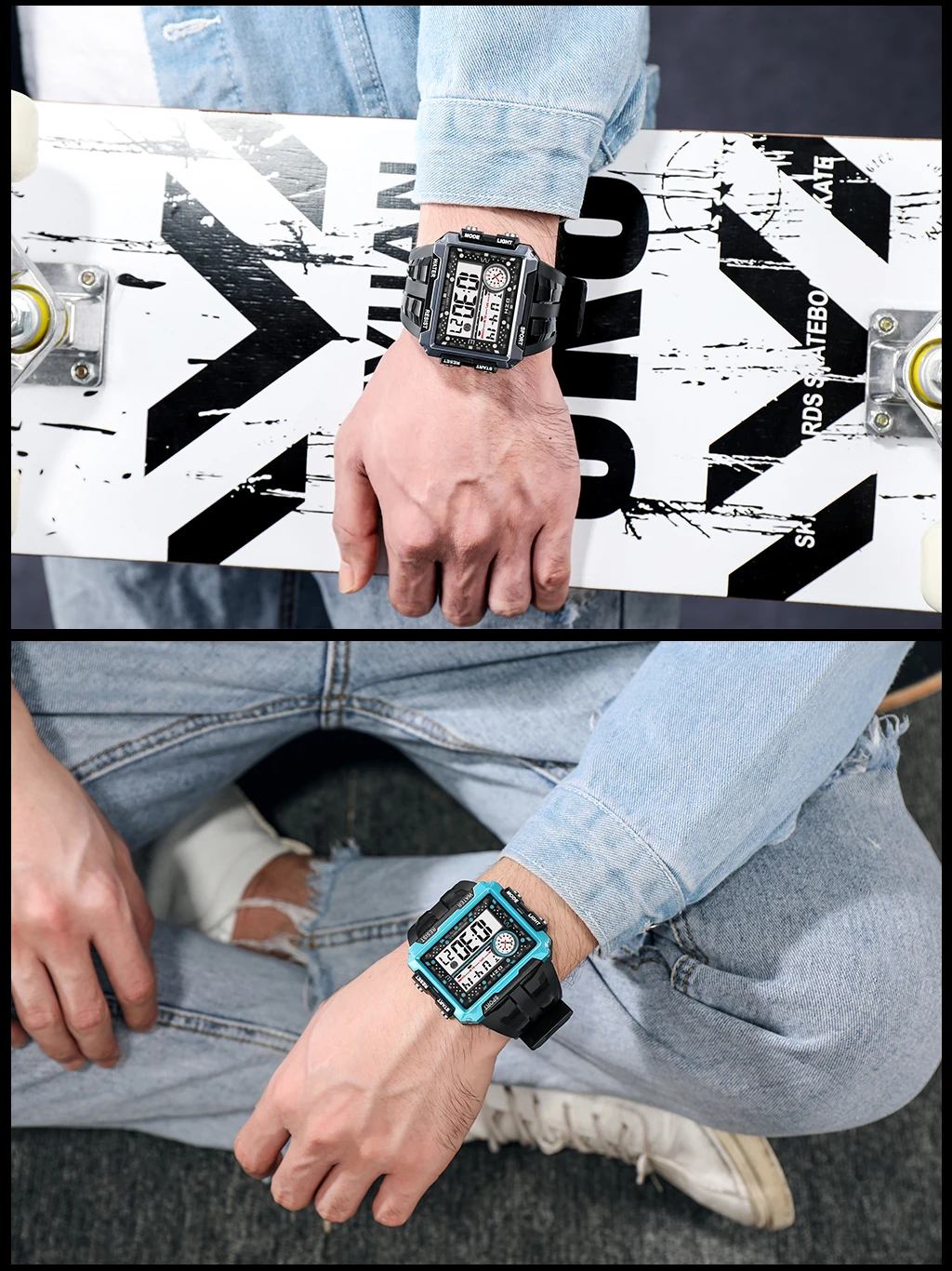 Digital Watch Men SYNOKE Brand Rugged Square Watch 50M Waterproof Luminous Timer Multi-function Watches reloj deportivo hombre
