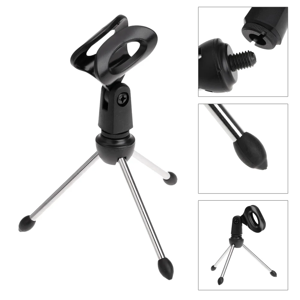 

Desktop Mic Microphone Stand Holder Bracket with Rubber Cap Foldable Portable Durable Microphones Tripods Holder Mic Stand